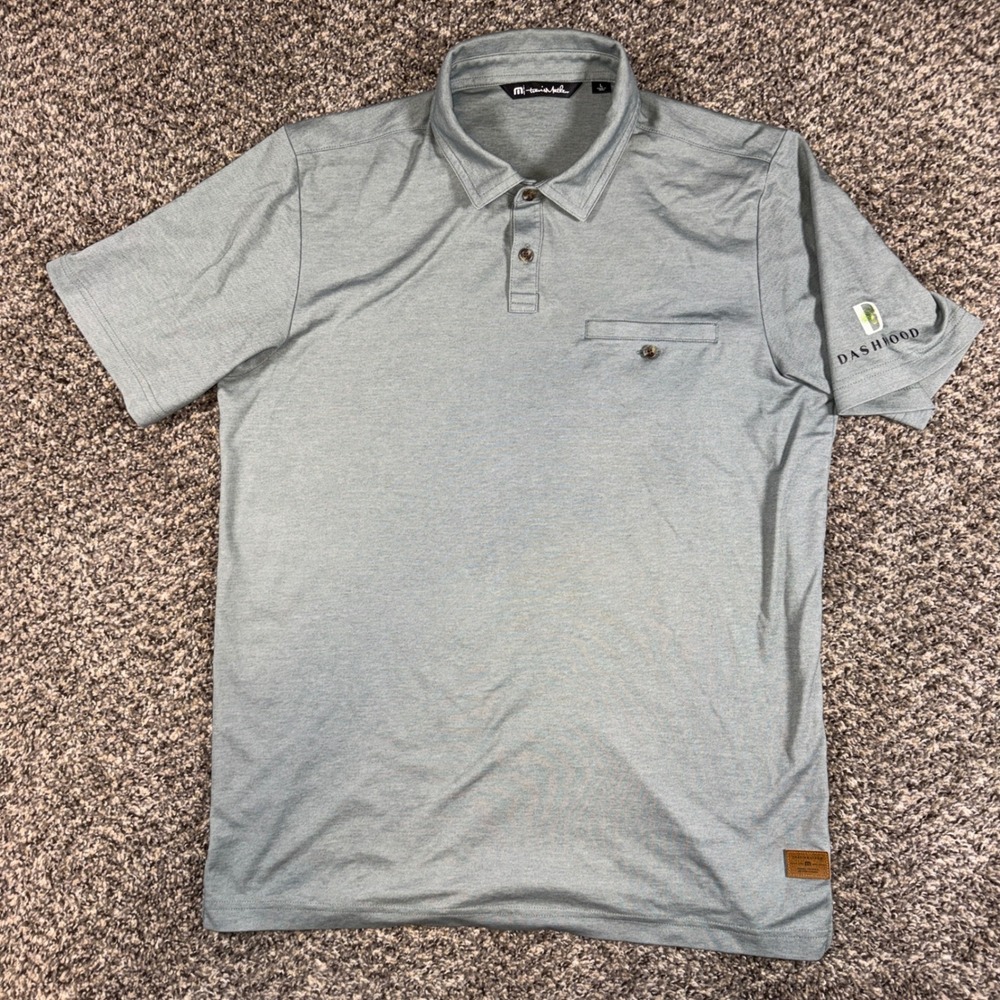 Travis Matthew Mens L Dashwood Logo Pocket Golf Polo Shirt Blue Gray Large